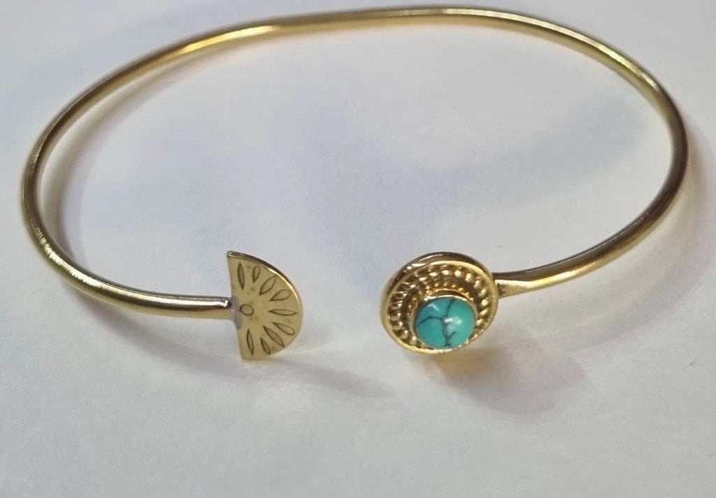 Sunrise Bangle – Positivity & Turquoise Brass Charm
