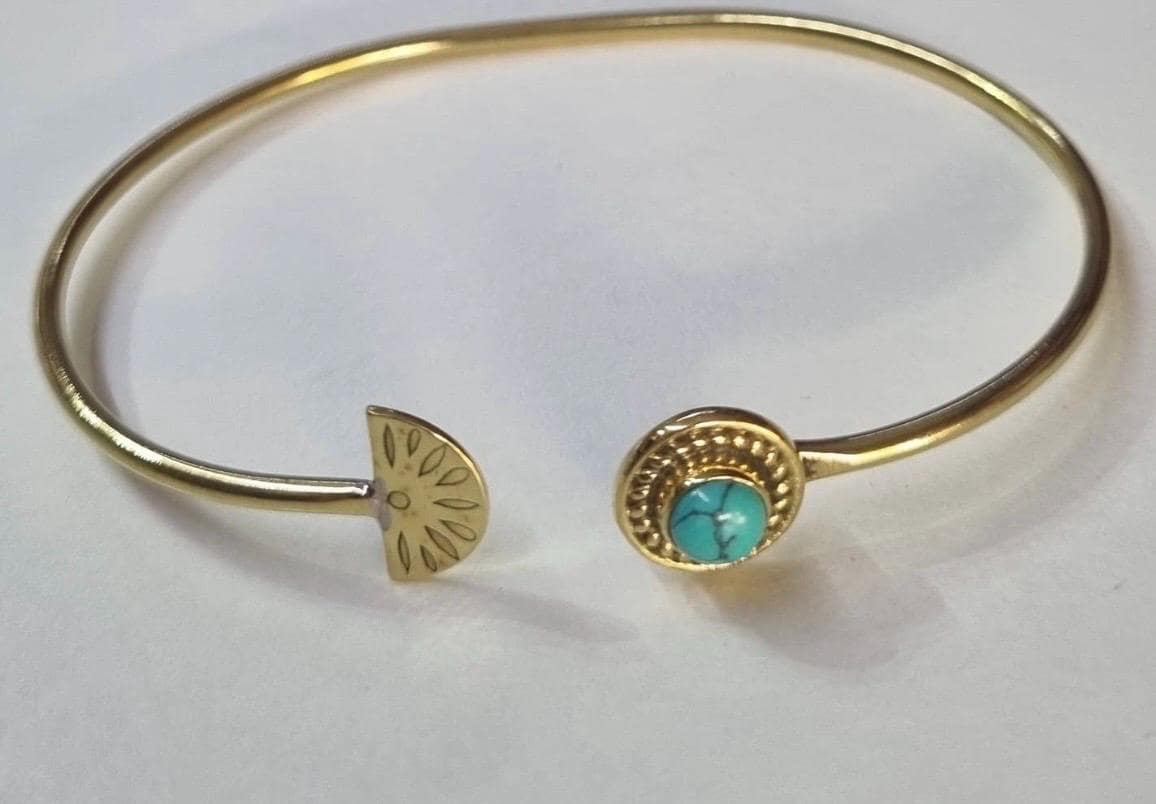 Sunrise Bangle – Positivity & Turquoise Brass Charm