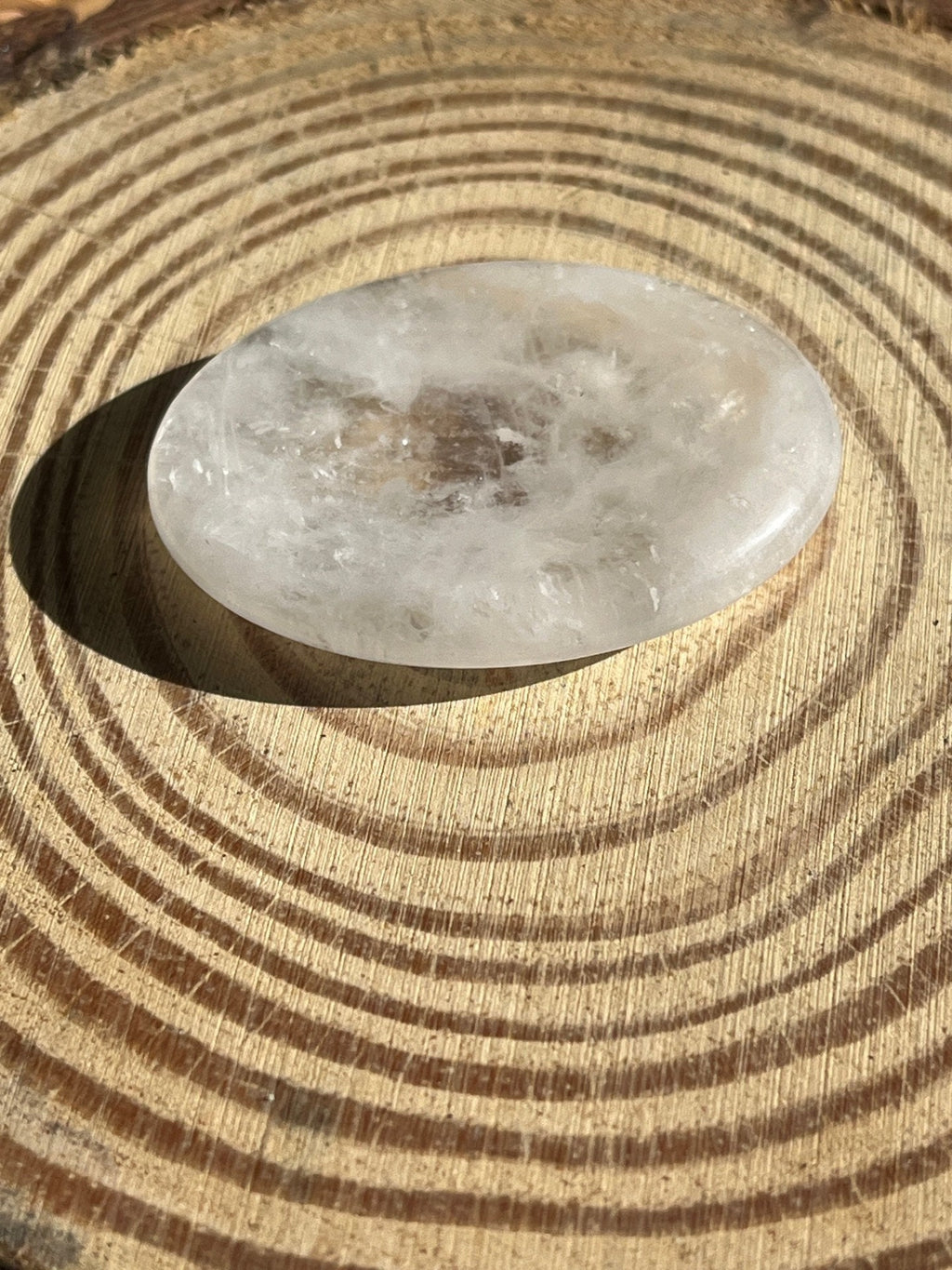 Clear Quartz Worry Stone – Meditation, Crown Chakra & Energy Amplification