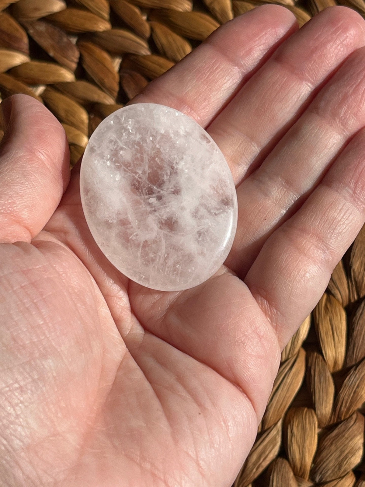 Clear Quartz Worry Stone – Meditation, Crown Chakra & Energy Amplification