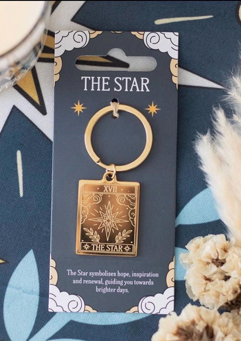 The Star Gold Toned Witchy Boho Tarot Key Ring