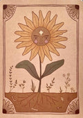 Sunflower Folk Earthy Postcard Mini Print