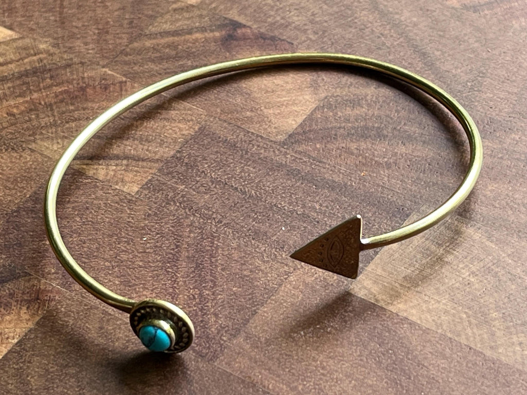 Evil Eye Bangle – Protection & Turquoise Brass Charm
