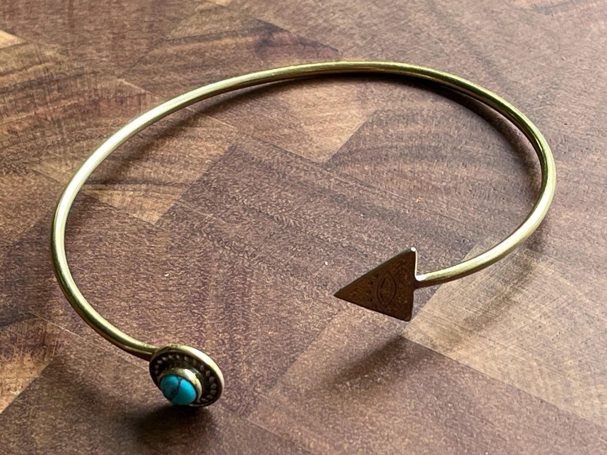 Evil Eye Bangle – Protection & Turquoise Brass Charm