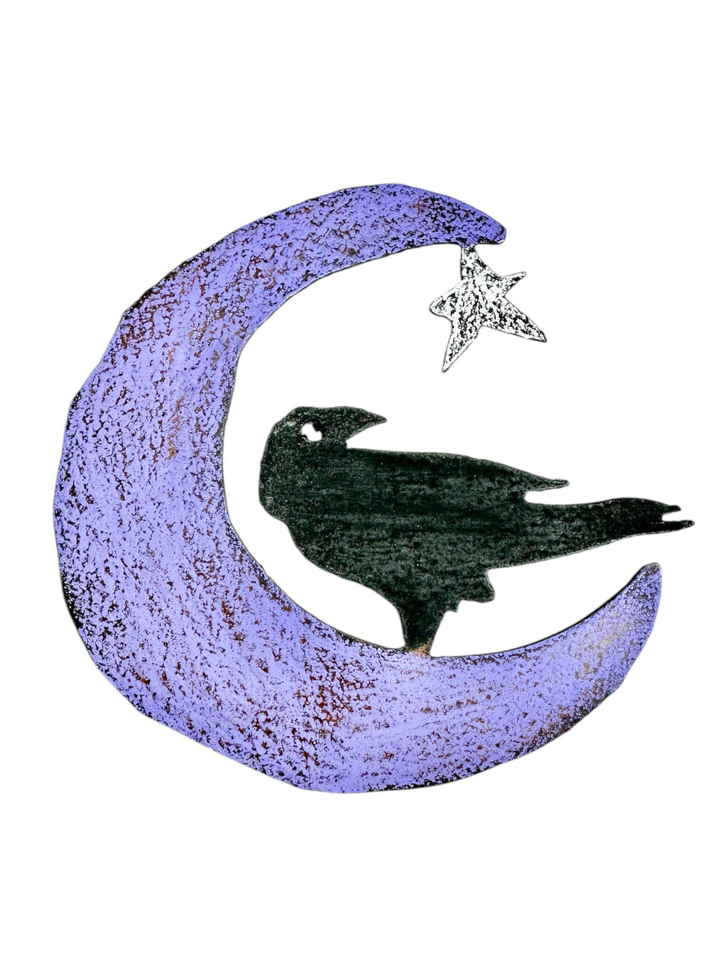 Witchy Boho Goth Black Crown on Purple Moon Metal Magnet
