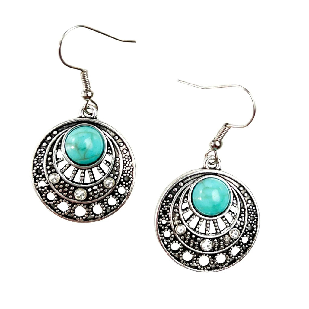 Beautiful Silver and Turquoise Boho Gypsy Earrings | Fashion Earrings