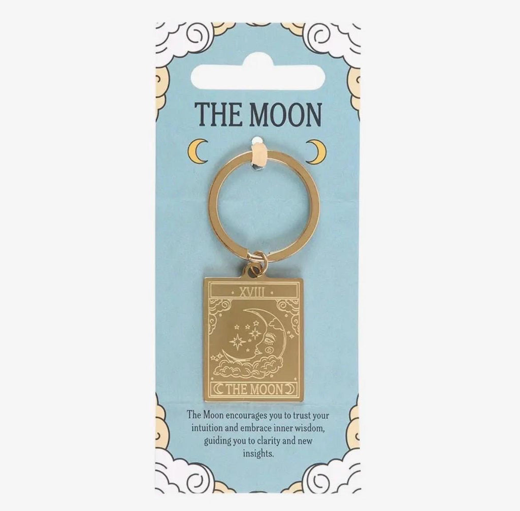The Moon Gold Toned Boho Witchy Tarot Key Ring