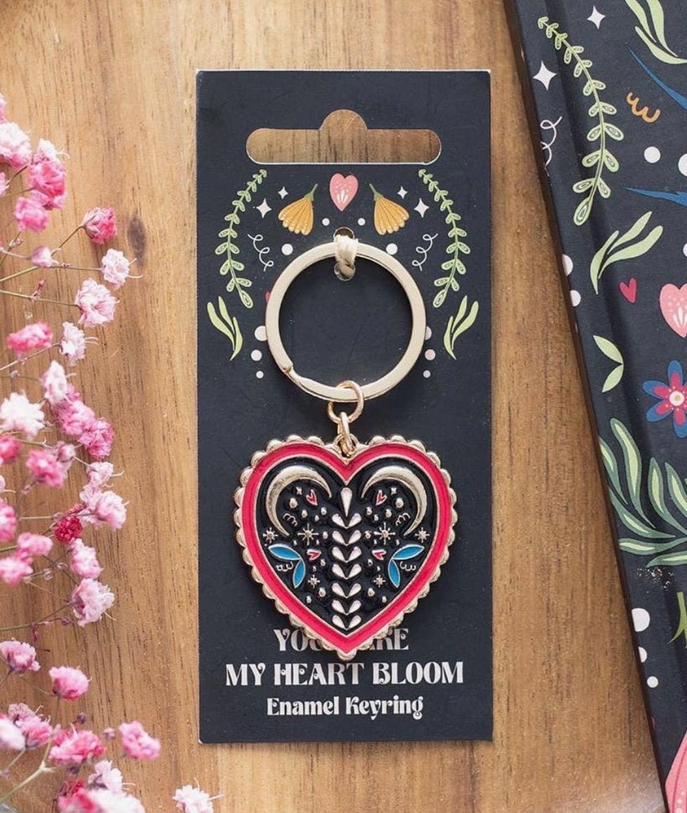 Folk Heart Enamel Key Ring, Alloy Charm Accessory