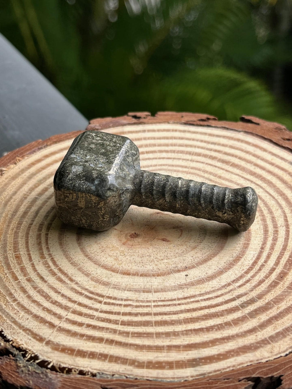 Carved Pyrite Crystal Mjolnir Thor's Viking Hammer