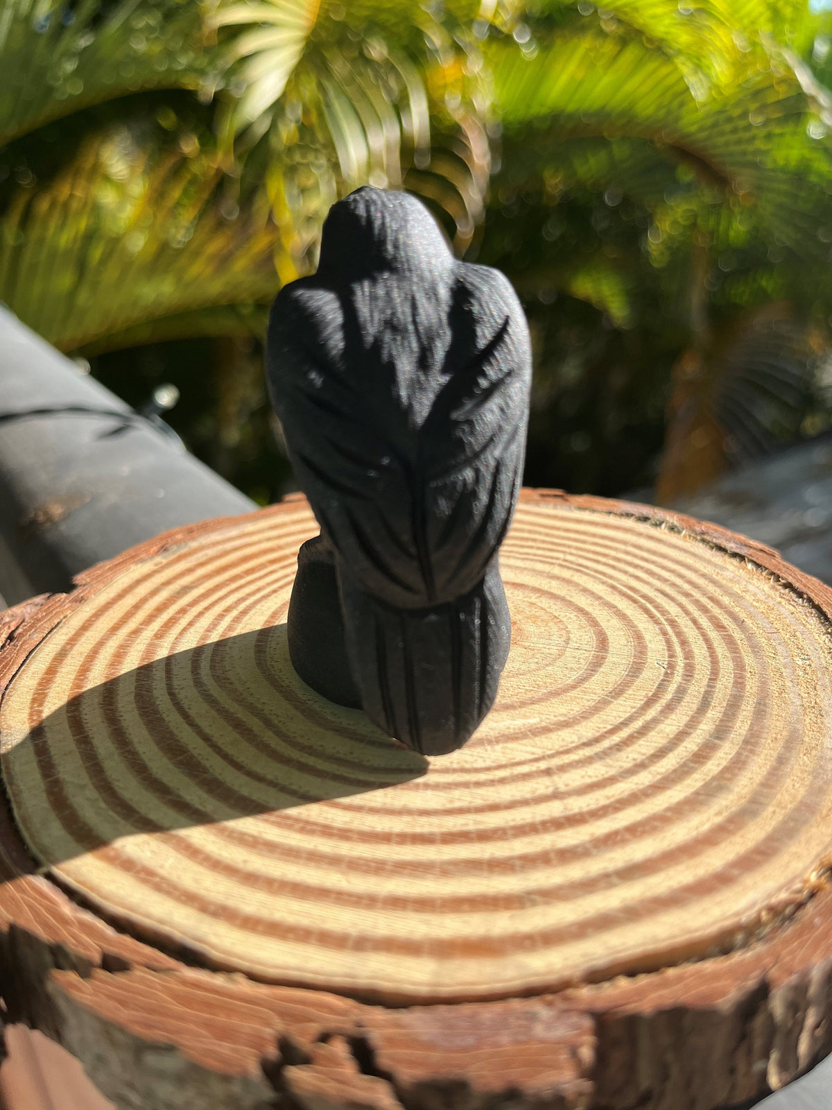 Black Obsidian Crow Figurine – Protection, Magic & Spirit Totem