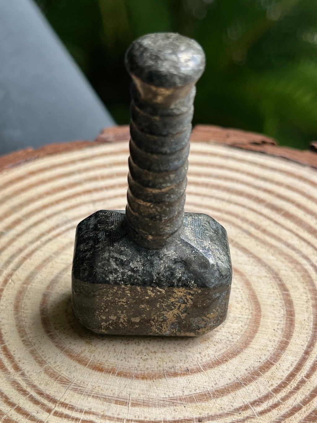 Carved Pyrite Crystal Mjolnir Thor's Viking Hammer