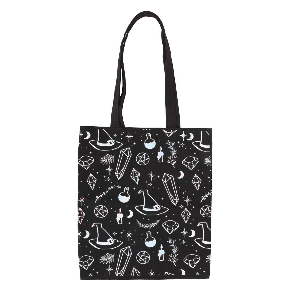 Black Crystal Witch Goth Print Poly Cotton Tote Bag