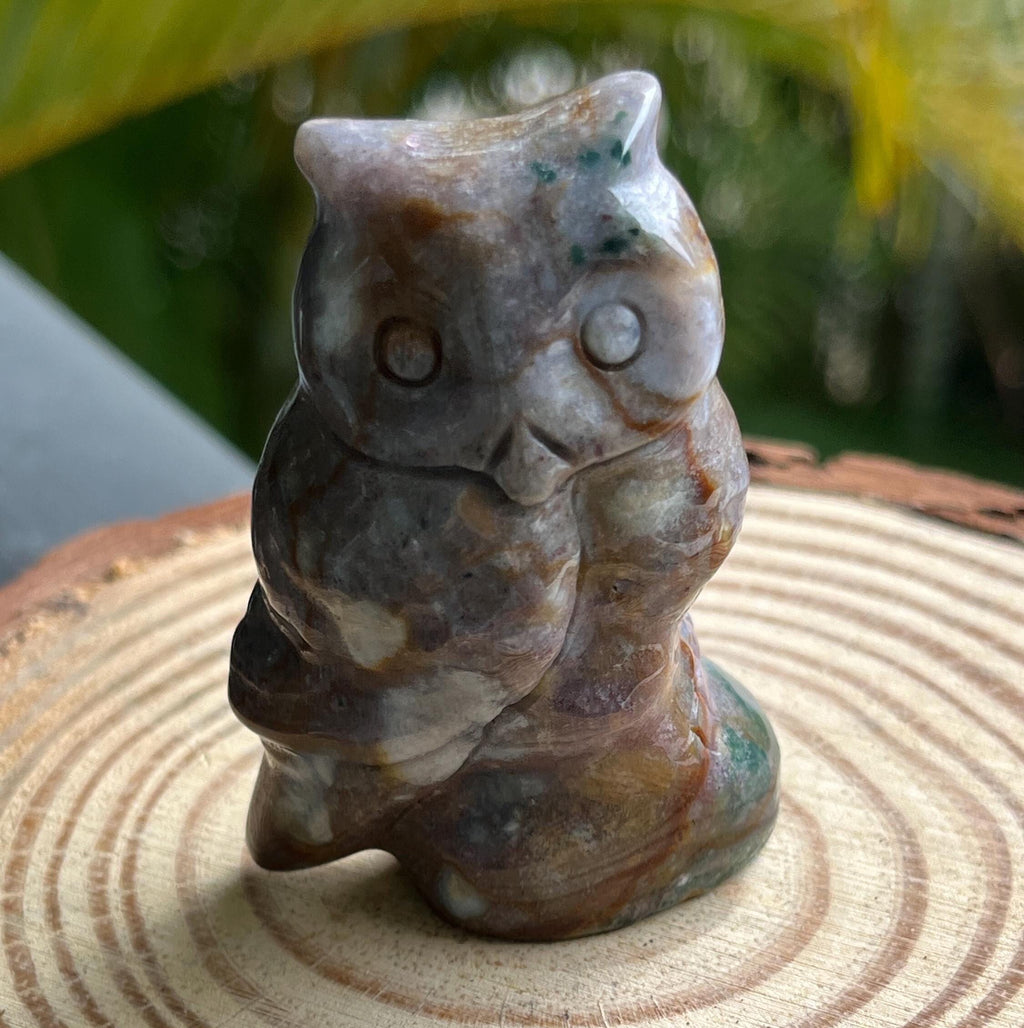 Ocean Jasper Owl Figurine – Earth Energy & Hand-Carved Spirit Totem