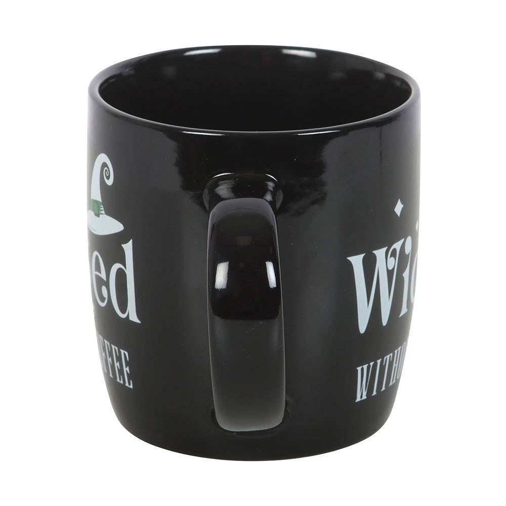 Witchy 'Wicked Without Coffee' Black Ceramic Mug