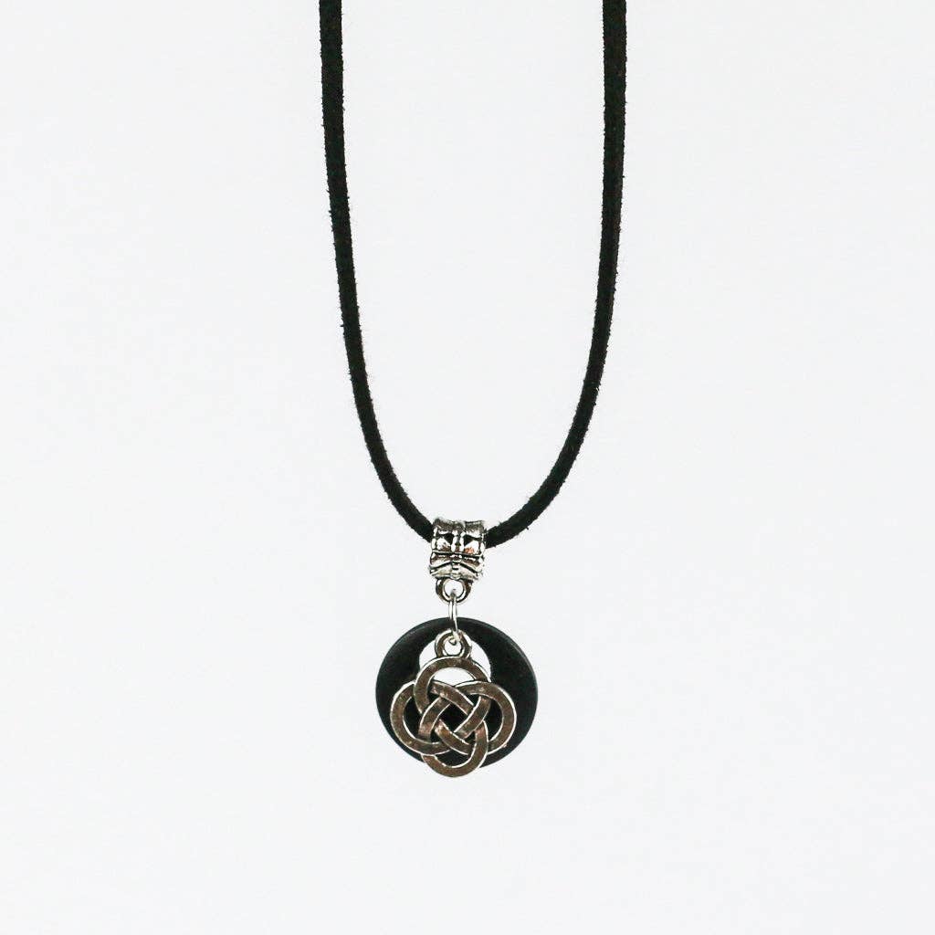 Black and Silver Witchy Celtic Knot Charm Necklace | Silver Charm Necklace