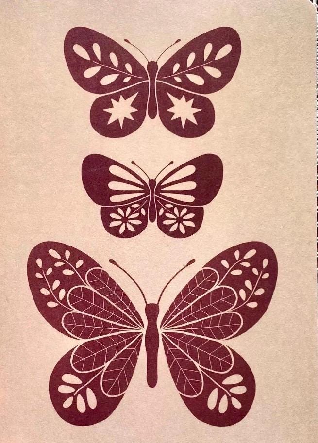 Boho Butterfly Folk Earthy Postcard Mini Print