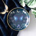 Dark Witchy Magical Round Midnight Moth Ceramic Trinket Dish