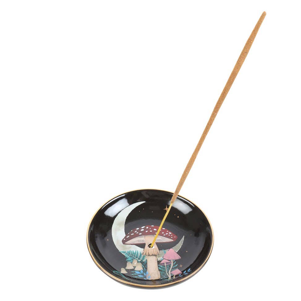 Cute Boho Witchy Magical Forest Mushroom Ceramic Incense Holder Plate