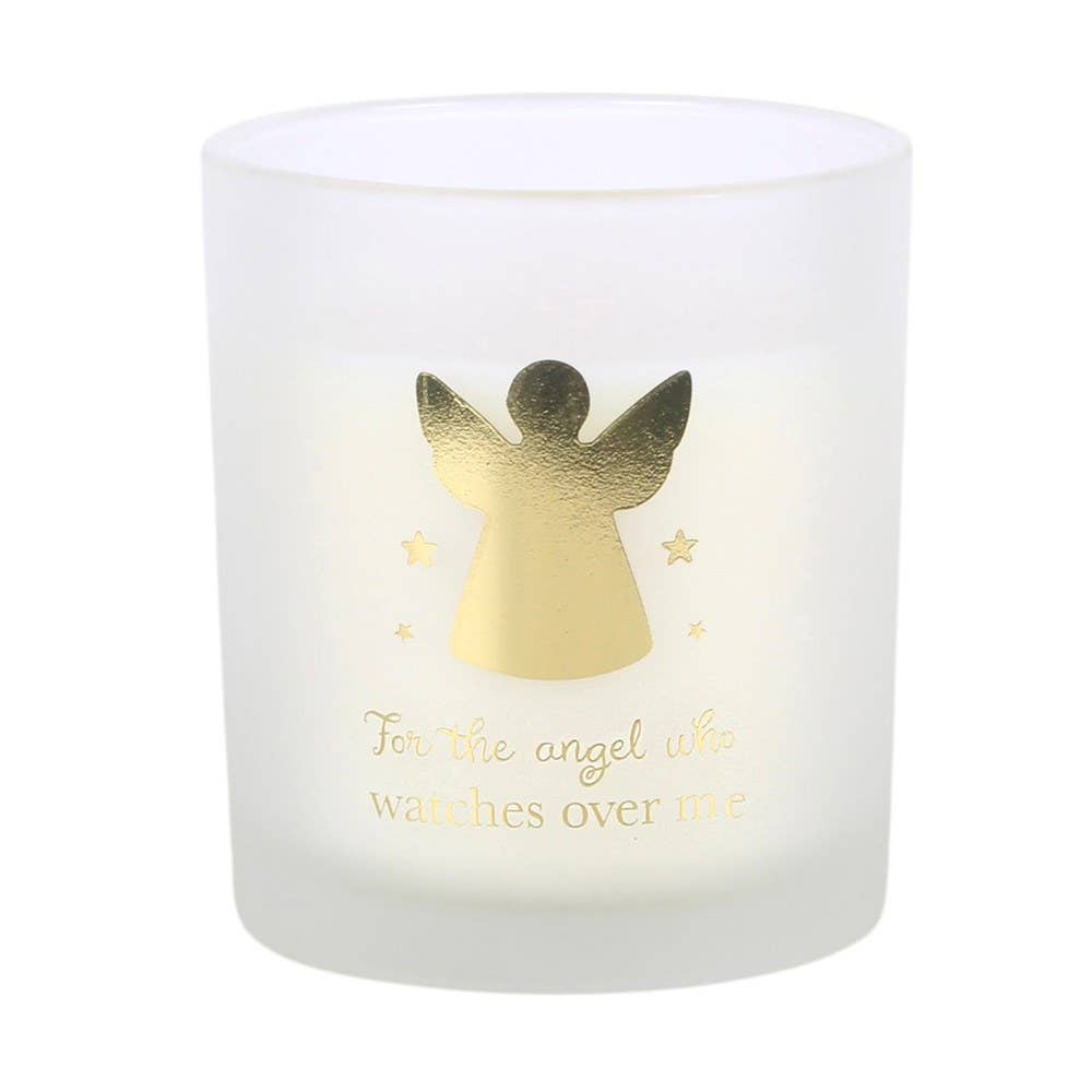 Beautiful "For the Angel Who Watches Over Me" White and Gold Vanilla & Coconut Candle