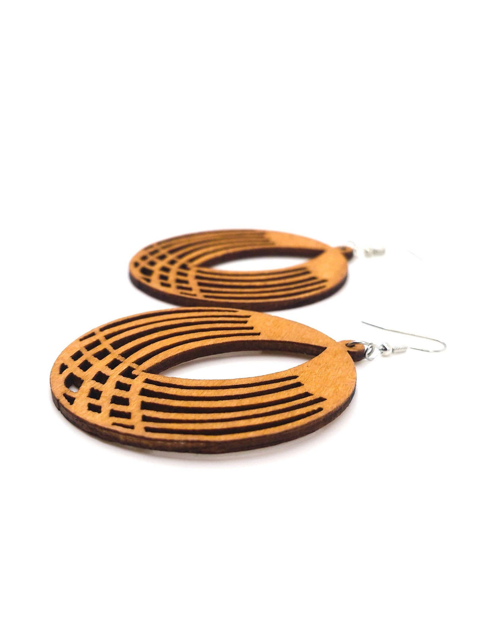 Cute Boho Round Geometrical Timber Drop Earrings