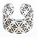Boho Silver Toned Flower of Life Adjustable Ring