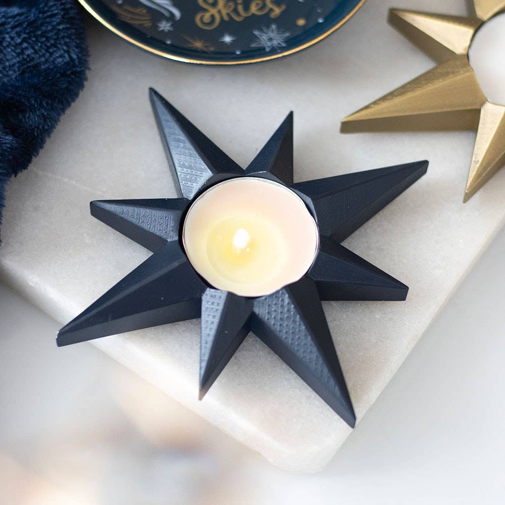 Beautiful Boho Navy Coloured Star Tealight Candle Holder