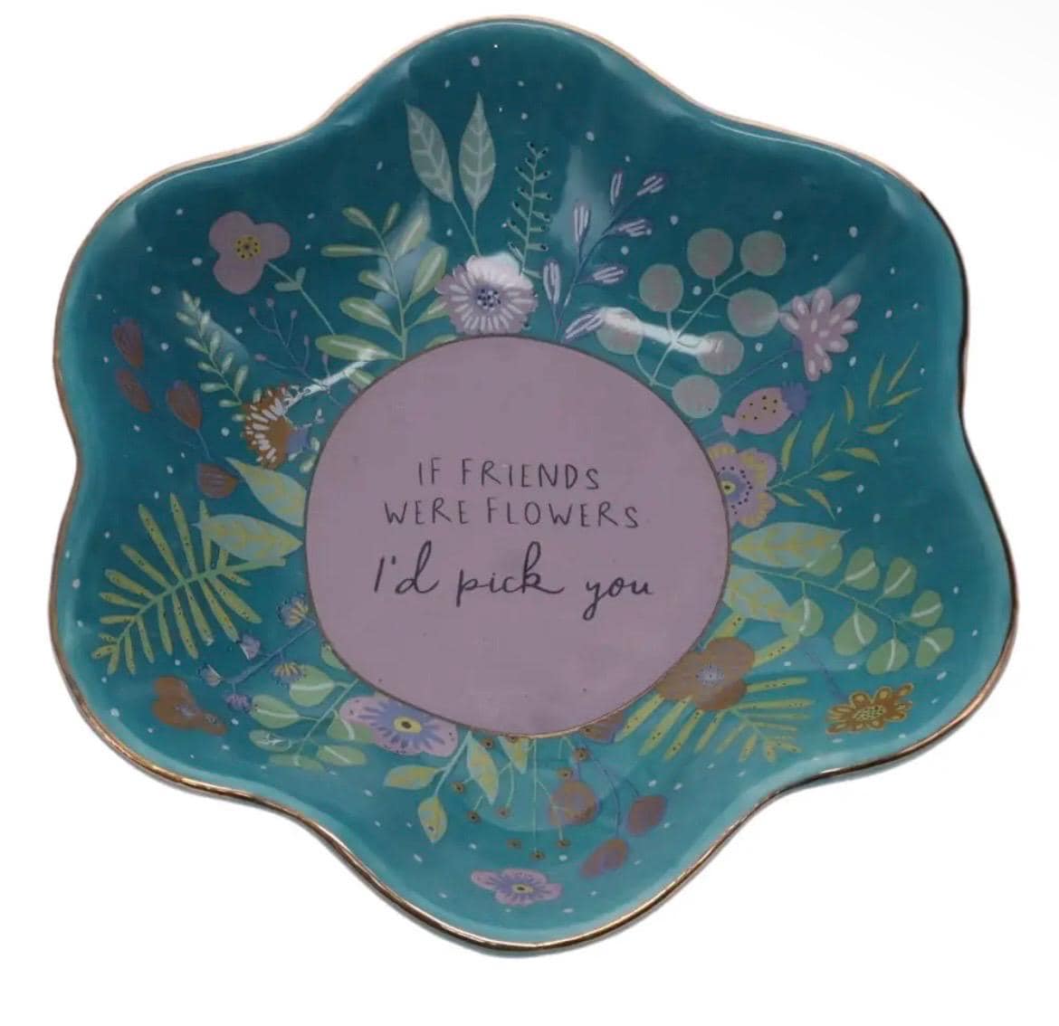 Floral Message Ceramic Trinket Dish – Jewellery & Keepsake Holder