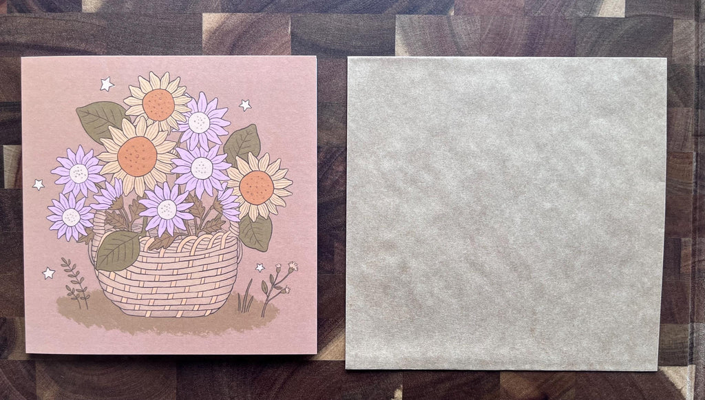 Basket of Sunflowers and Daisies - Blank Greeting Card