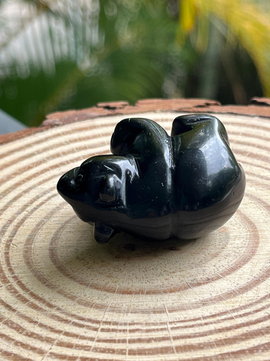 Black Obsidian Crystal Carved Bear Figurine – Protection, Courage & Spirit Totem