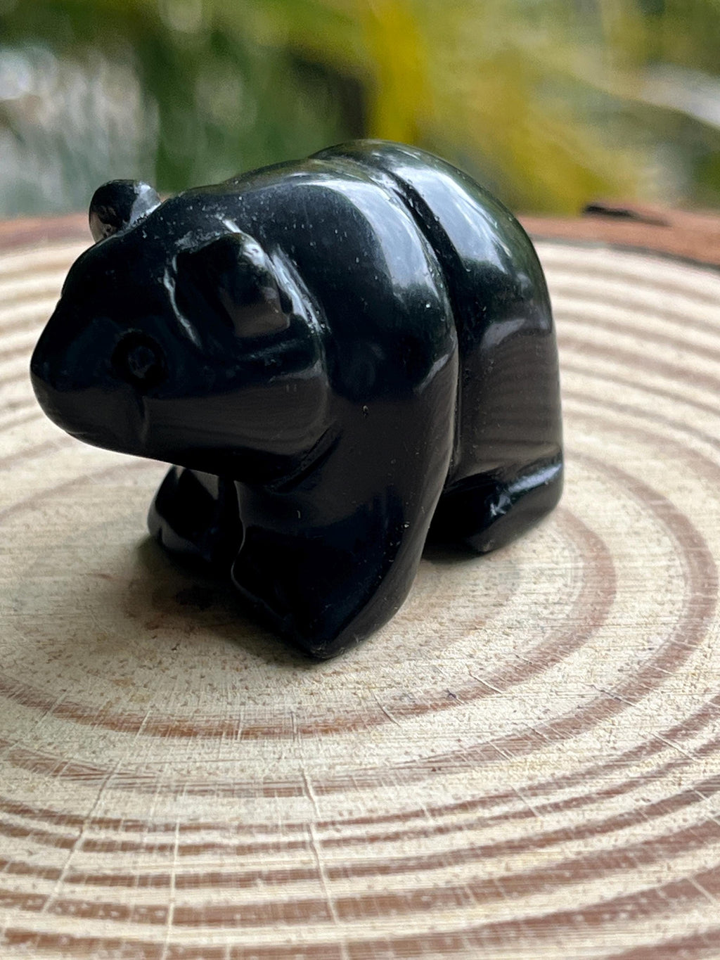 Black Obsidian Crystal Carved Bear Figurine – Protection, Courage & Spirit Totem