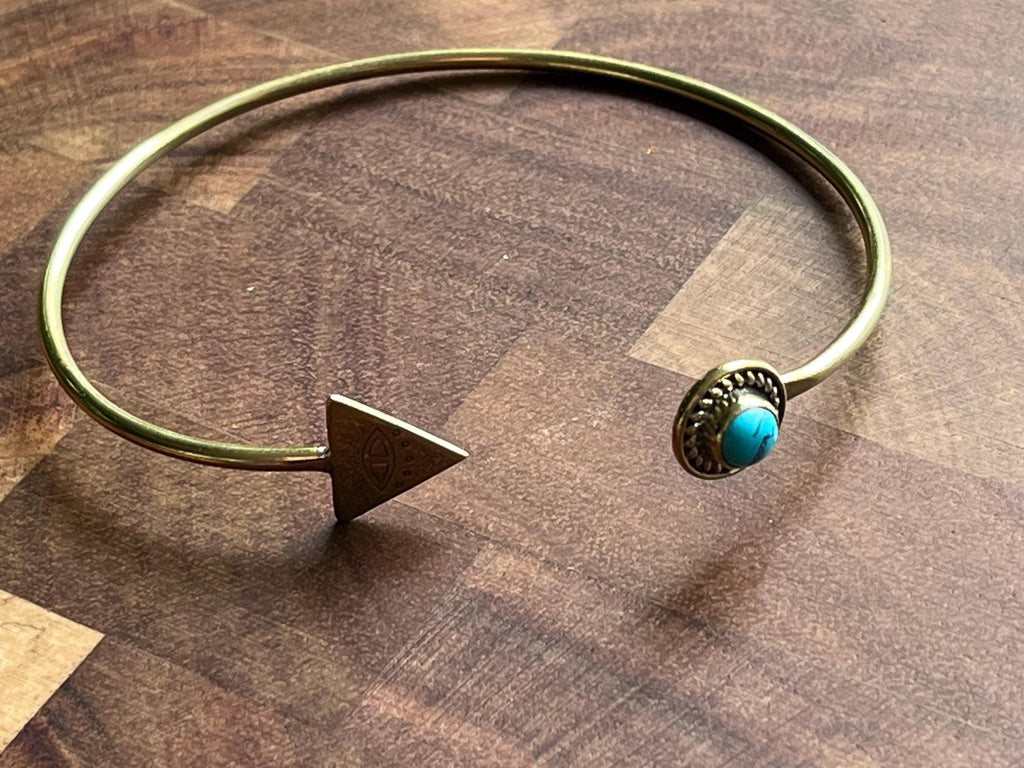 Evil Eye Bangle – Protection & Turquoise Brass Charm