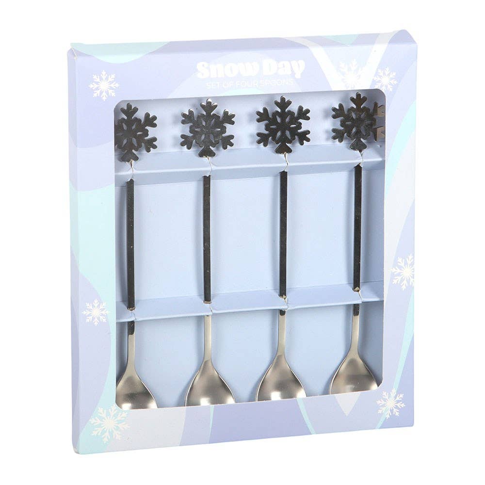 Set of 4 Cute Metal Christmas Snowflake Spoons