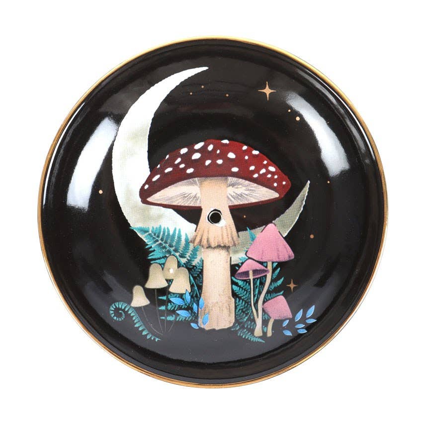 Cute Boho Witchy Magical Forest Mushroom Ceramic Incense Holder Plate