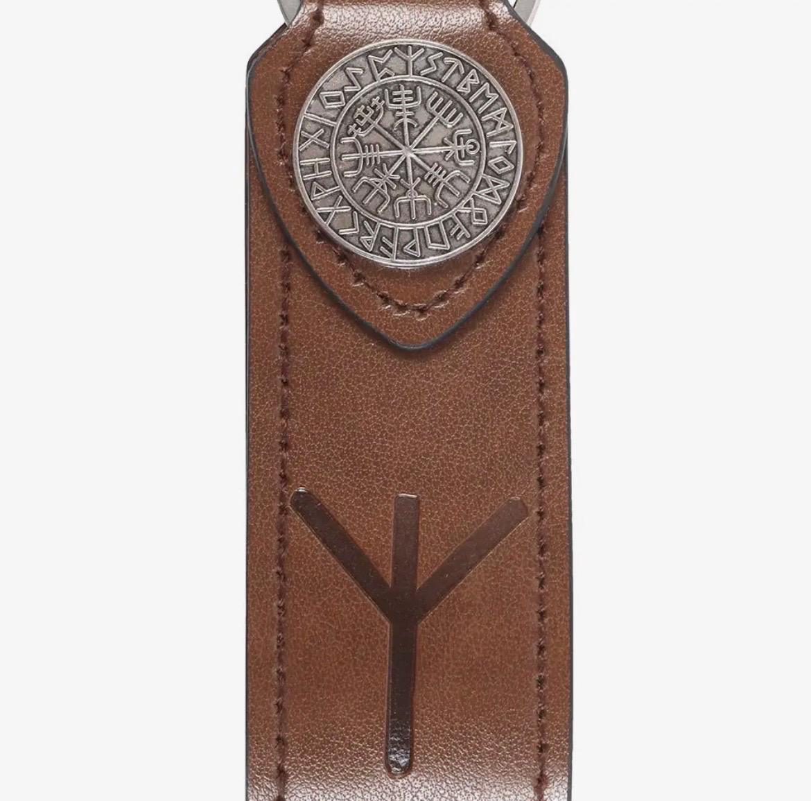 Viking Protection Rune Faux Leather Key Ring
