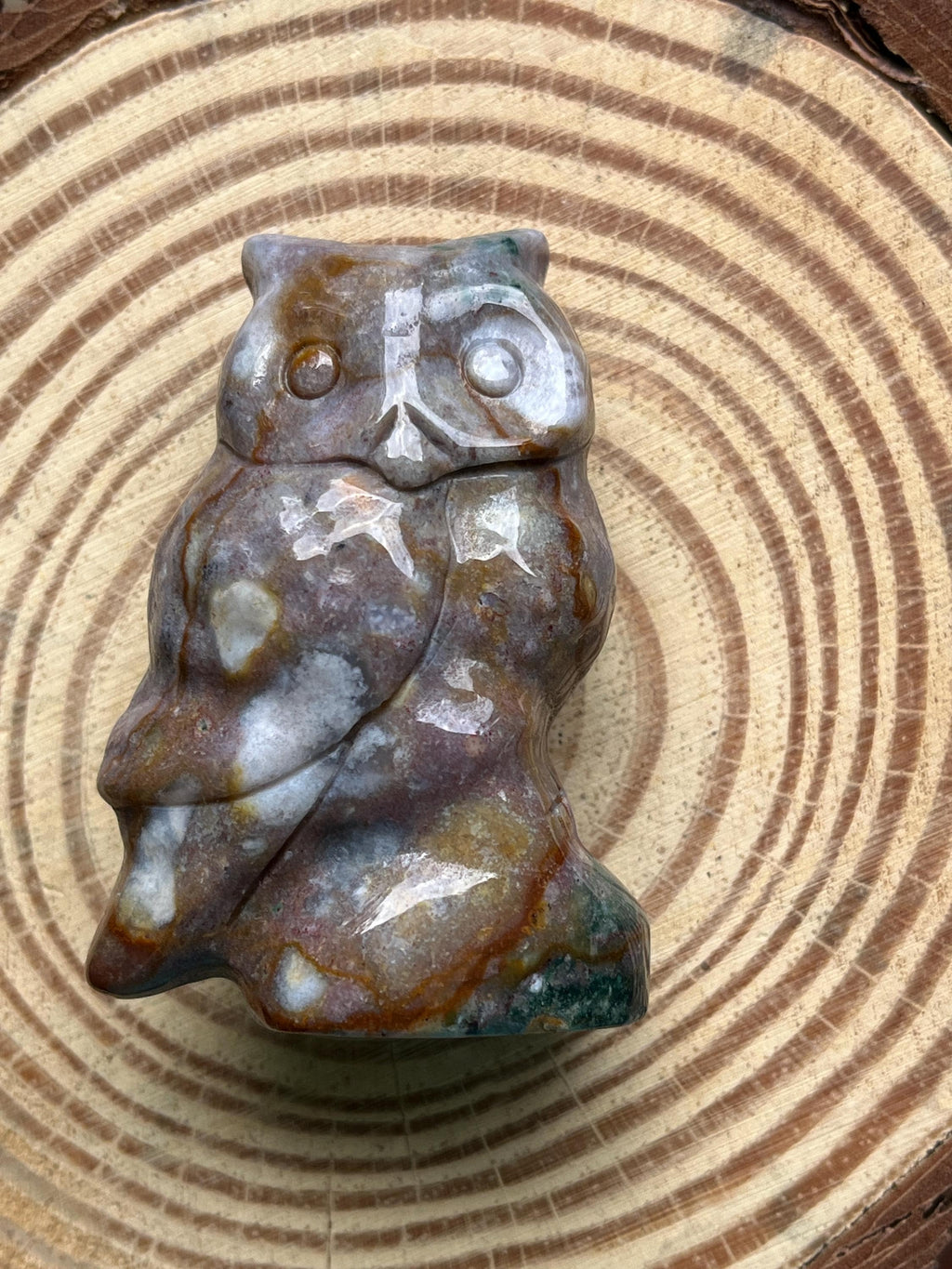 Ocean Jasper Owl Figurine – Earth Energy & Hand-Carved Spirit Totem