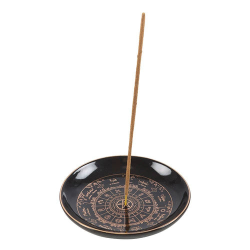 Black and Gold Witchy Goth 'Wheel of the Year' Incense Holder