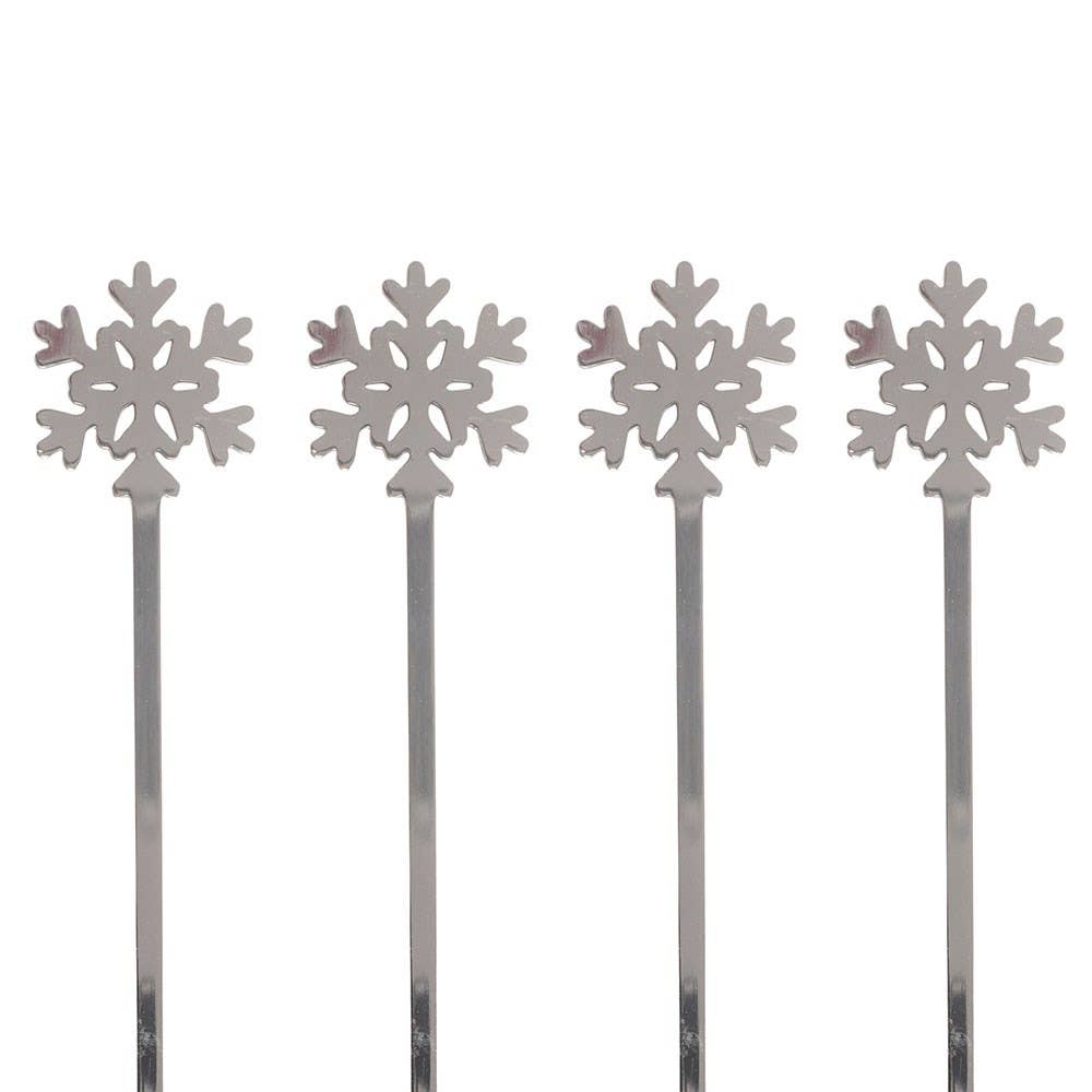 Set of 4 Cute Metal Christmas Snowflake Spoons