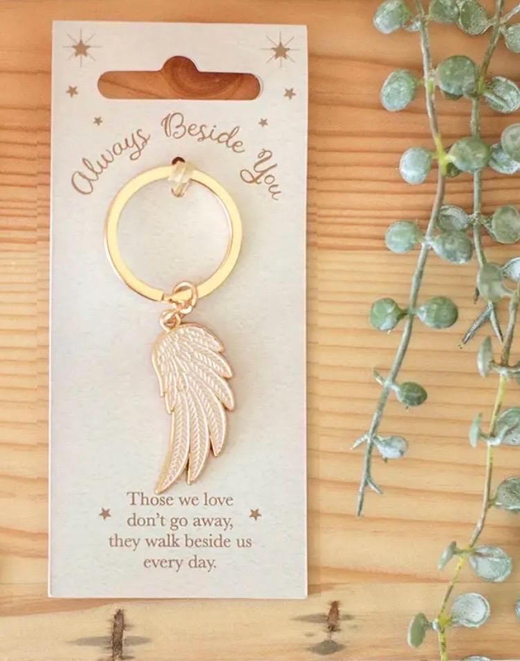 Gold Angel Wing Keychain – Memorial Keepsake & Sympathy Gift