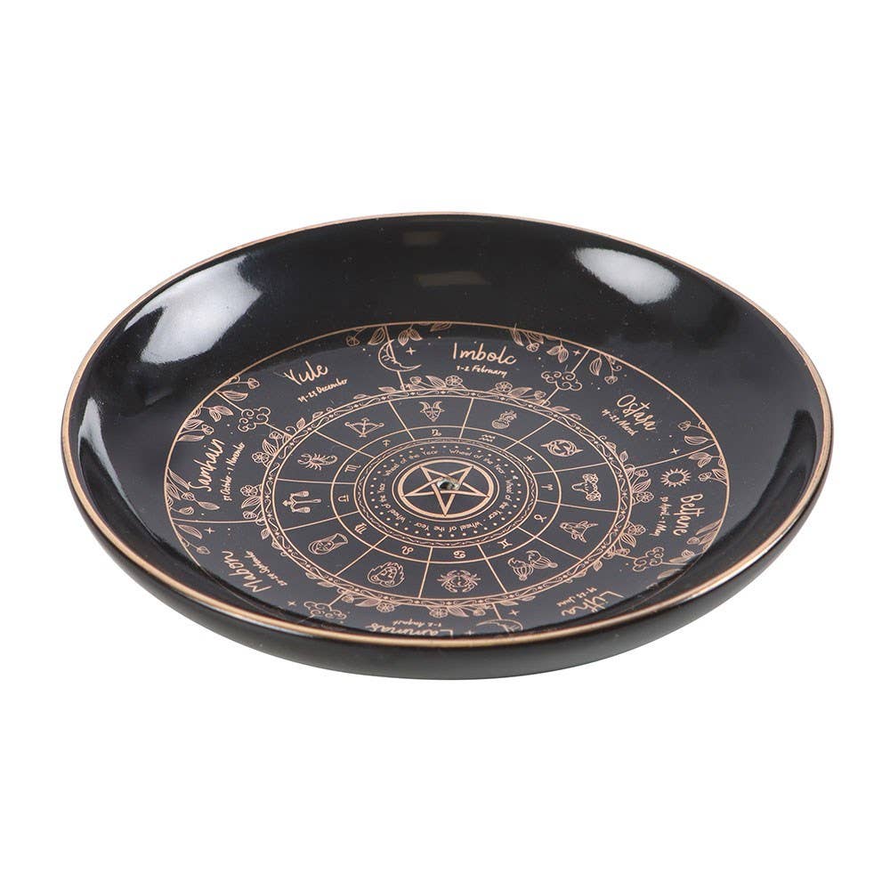 Black and Gold Witchy Goth 'Wheel of the Year' Incense Holder