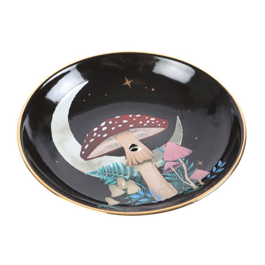 Cute Boho Witchy Magical Forest Mushroom Ceramic Incense Holder Plate