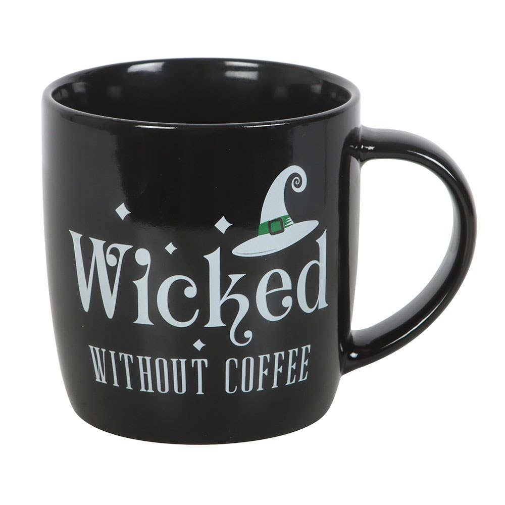 Witchy 'Wicked Without Coffee' Black Ceramic Mug