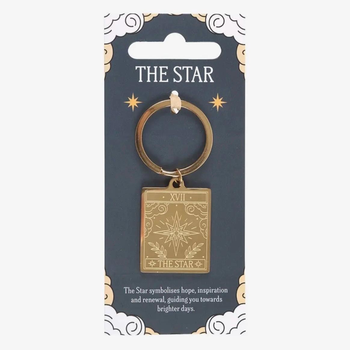 The Star Gold Toned Witchy Boho Tarot Key Ring