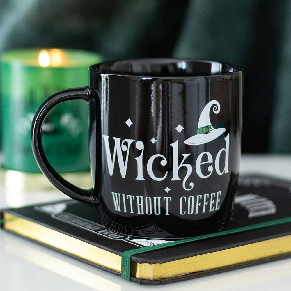 Witchy 'Wicked Without Coffee' Black Ceramic Mug
