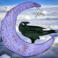 Witchy Boho Goth Black Crown on Purple Moon Metal Magnet