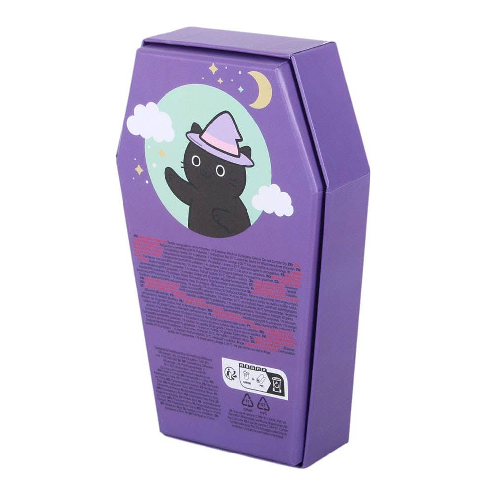 Witchy Goth Purple Striped Socks in Coffin Gift Box