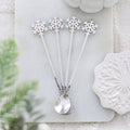 Set of 4 Cute Metal Christmas Snowflake Spoons