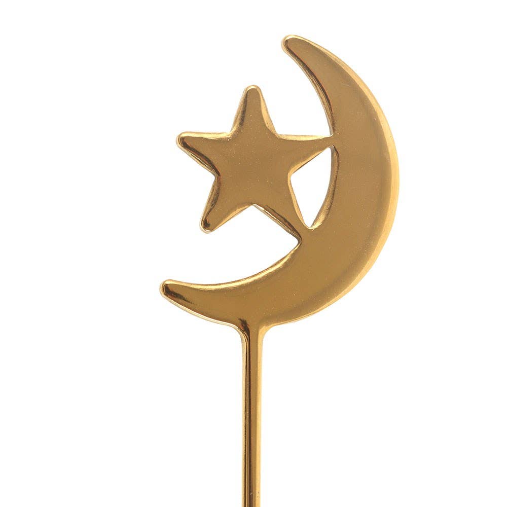 Witchy Star and Moon Set of 4 Golden Teaspoons