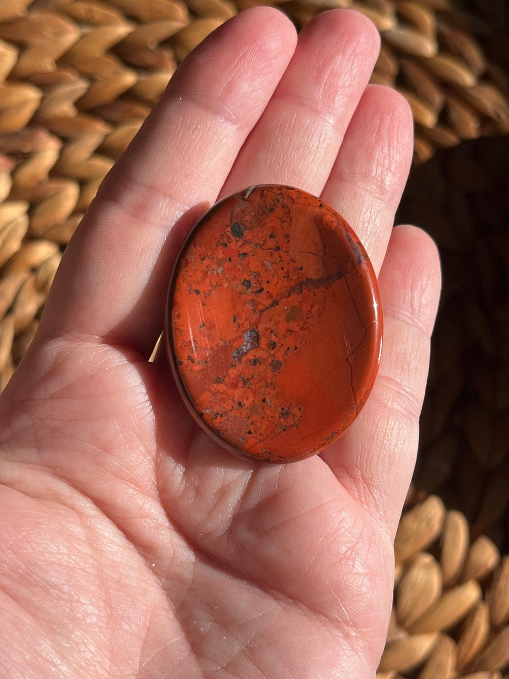 Red Jasper Worry Stone – Grounding, Root Chakra & Steady Strength