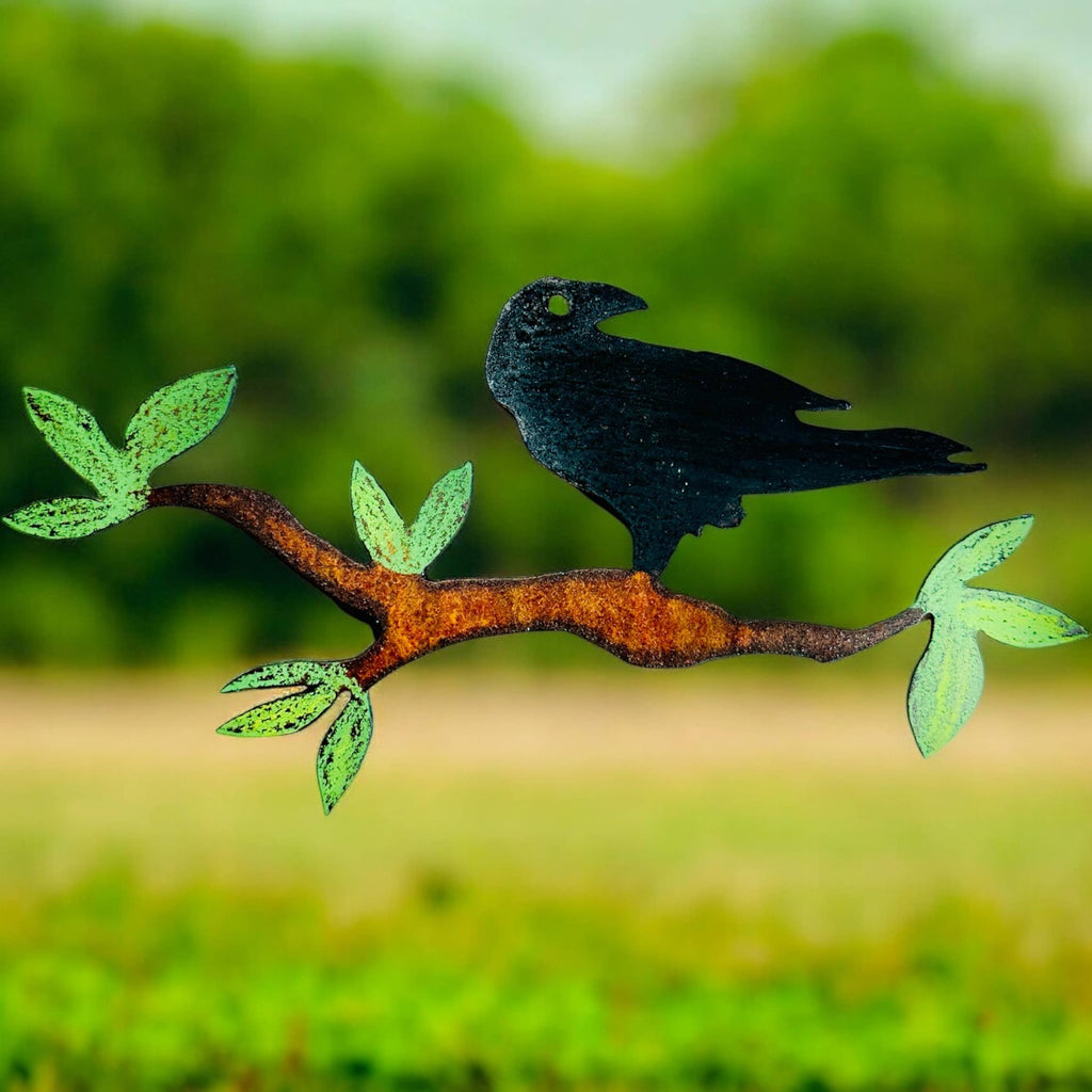 Stunning Black Crow Raven On Tree Branch Metal Magnet