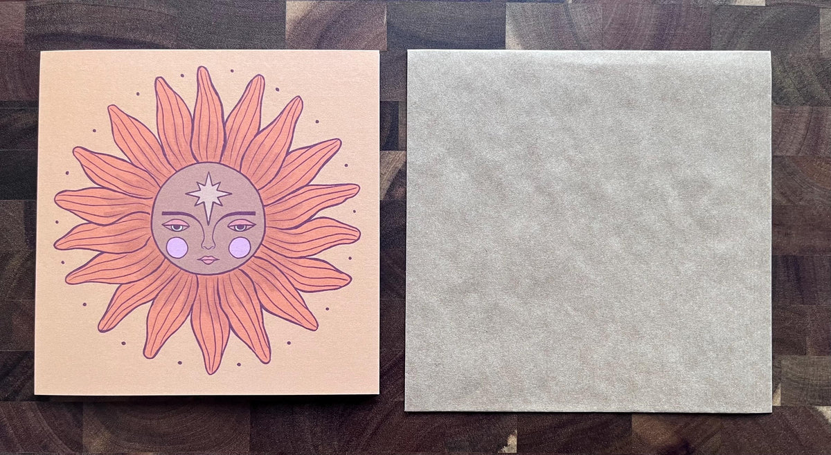 Boho Sacred Celestial Sun Face - Blank Greeting Card